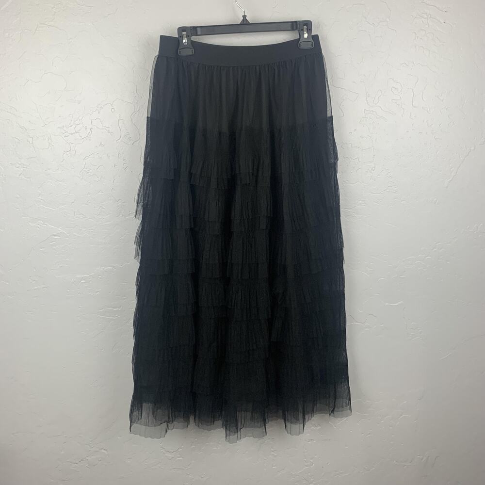 Studio West Skirt Womens Large Black Tulle Witchy Gunge Fairy Gobblin Sheer